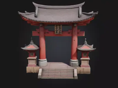 Torii Gate Illustration  A Symbol of Passage and Peace 3D model