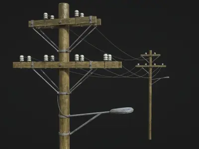 High Voltage Lines Low-poly 3D model