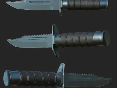 Tactical Hunting Army Knife Low-poly 3D model