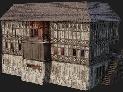 Old Medieval House 4K Textures GameReady 152 Low-poly 3D model