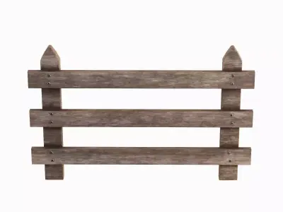 Rustic Wooden Fence 02 Low-poly 3D model