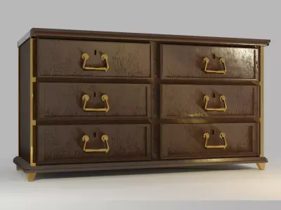 Vintage Wooden Dresser 3D model