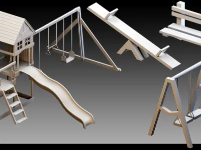 33 Funfair Objects- Vol 01- High detail 3d models 3D model