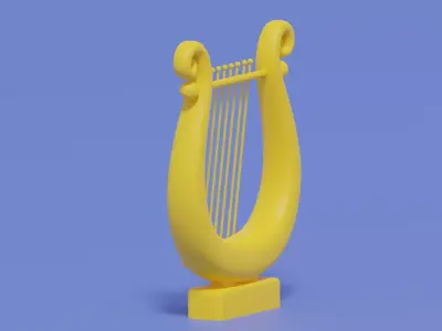 Cartoon Golden Harp 3D model purchase