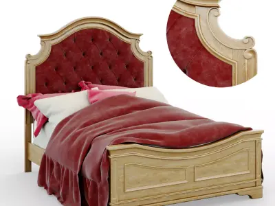 Realyn Chipped Two Tone Queen Upholstered Panel Bed 3D model
