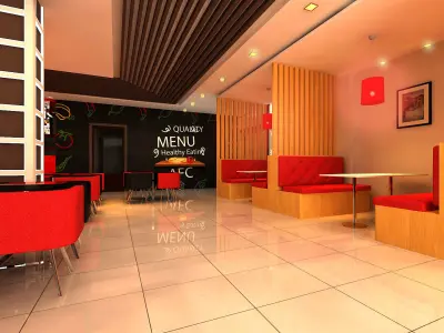 Fast Food Restaurant Low-poly 3D model