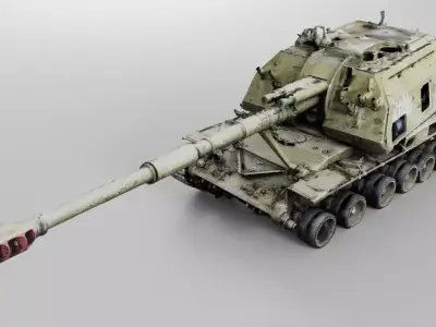 Destroyed 2S19 Msta 152 mm self-propelled howitzer M1990 Farm 3D model