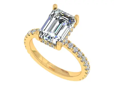 Emerald Stone Solitary Engagement Ring 3D print model purchase