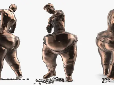 Man Sculpting Body Statue Bronze 3D model