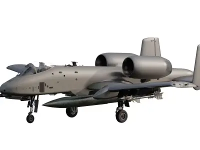 Fairchild Republic A-10 Thunderbolt II with interior 3D model