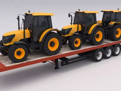Trailer with Tractors 3D model
