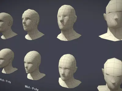 Base Mesh Pack - Head Low-poly 3D model