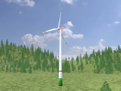 Wind turbine E1 H-160 RD 138 m with animation Low-poly 3D model