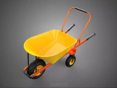 THREE CASTER WHEEL TIRE WHEELBARROW PUSH TIP STURDY BARROW 3 KIT 3D model
