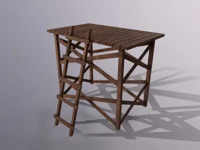Medieval PBR Guard Tower Game Ready Low Poly 3D Model Low-poly 3D model
