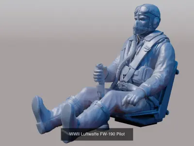 WWII German and Allied Pilot figures for 3d print 3D Model Pack