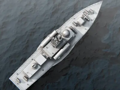 Battleship PBR Low-poly 3D model