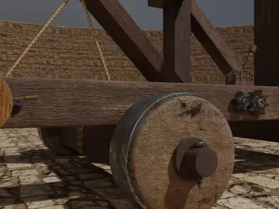 Ancient Catapult low poly game assert Low-poly 3D model