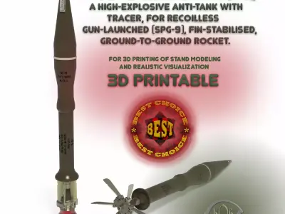 73mm PG 9 High Explosive Anti tank Rocket Projected Grenade 3D model
