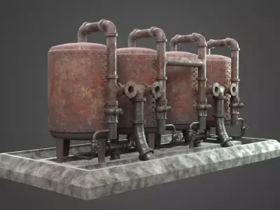 Factory Element - Boiler Machine Low-poly 3D model