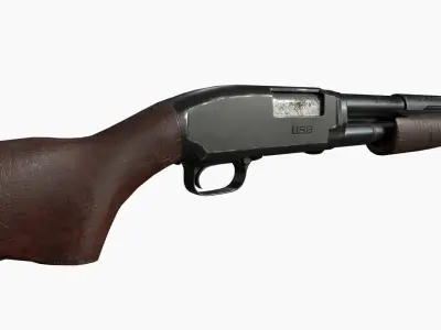 Shotgun Low-poly 3D model 11