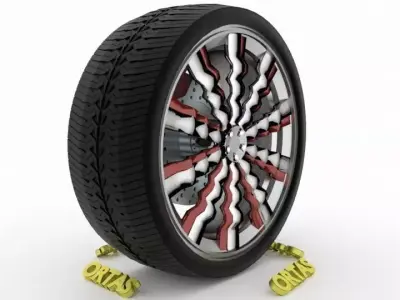 ORTAS CAR WHEEL RIM 114 GAME READY WHEEL RIM TIRE 3D model