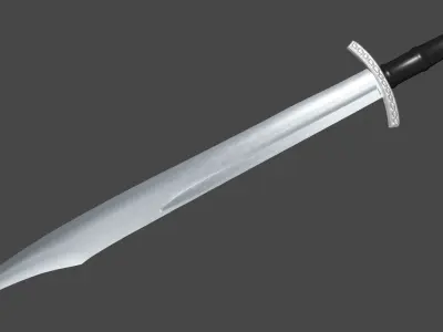 Falchion sword with Caroling handle Low-poly 3D model
