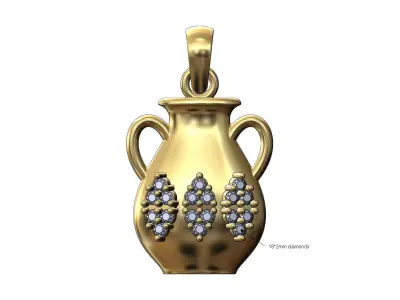 Diamond clusters urn pendant charm with bail 3D print model
