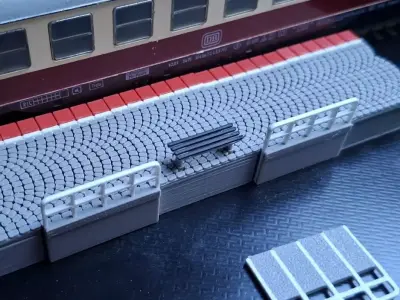 Single Edge Platform with bench 1-87 FDM color 3D print model