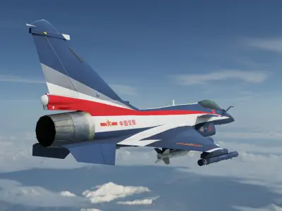J-10AY  August 1st aerobatics team  Hand painted game model  Low-poly 3D model