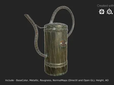 Oiler - gameready metal watering can Low-poly 3D model