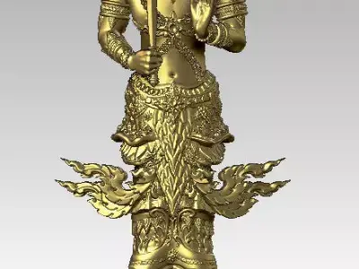 SiamLegend-SiamTawarThiraj gold statue of thai god Texture