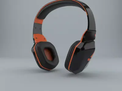 Black  Orange Gaming Headphones  Stylized 3D Model Low-poly 3D model