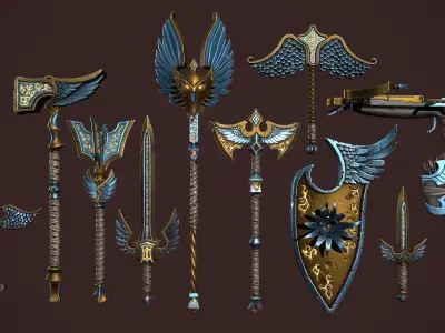 Dark rune weapon Low-poly 3D model