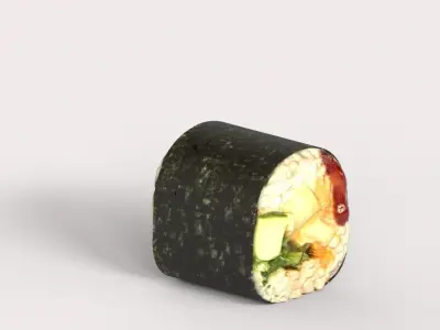 Sushi Tempura fried eggplant and zucchini 3D model