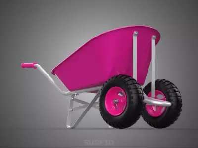 PINK MAGENTA WHEELBARROW FRAME HANDLES CART TROLLEY GARDEN YARD 3D model