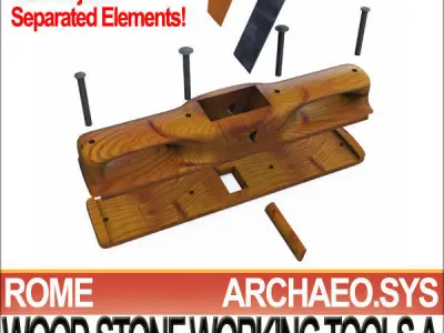 Roman Wood Stone Working Tools Collection 3D Print 3D model