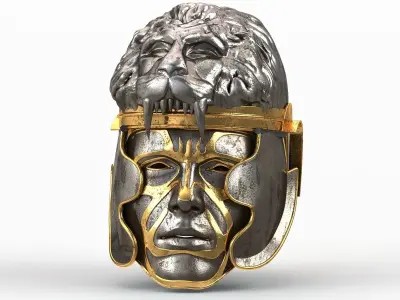 Medieval lion helmet 3D model