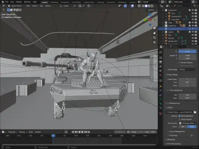 Deadpool On a Tank  Epic Blender Animation 3D model