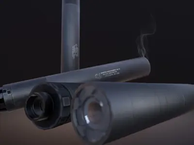 Gun suppressors pack Low-poly 3D model