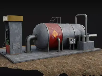 Fuel Tank with Pump Low-poly 3D model