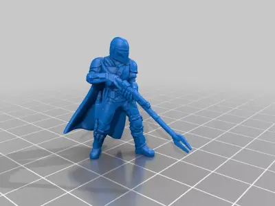 Mandalorian Warrior 3D Printable and Game Ready 3D print model
