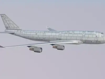 Boeing-747 airplane flying in sky 3D model