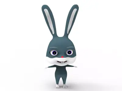  Rabbit Cartoon 3D Free low-poly 3D model