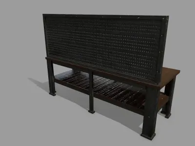 workbench bench made of wood and metal Low-poly 3D model buy