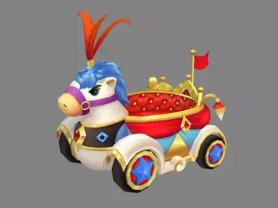 Cartoon children Park carriage or Toy Wagon Low-poly 3D model