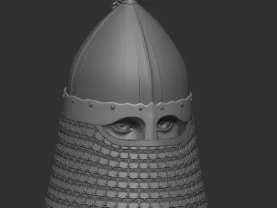 Cuman helmet  with face cover  Low-poly 3D model