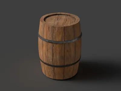 wooden barrel Low-poly 3D model 36