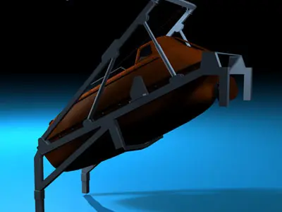 Life boat free fall ramp 3D model