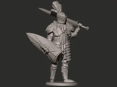 Knight in armor holding sword 3D print model